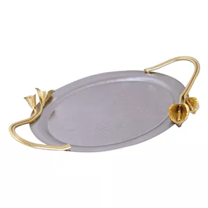 سینی بیضی دسته ارکیده دو تیکه سالینو -22-L-6089-NG نقره ای
