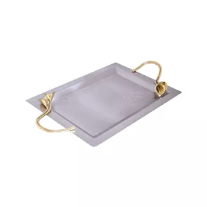 سینی پذیرایی مستطیل نیکل 2 تیکه سالینو کد 6097-22N نقره ای