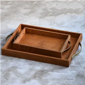 سینی چوبی دسته‌دار دوتایی