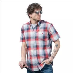 پیراهن رگولار چهارخانه کتان قرمز 3XL