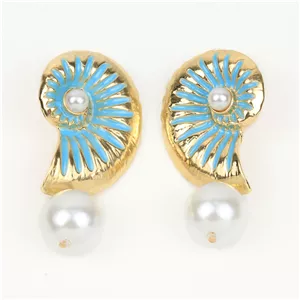 گوشواره طرح صدف و مروارید کد505160078