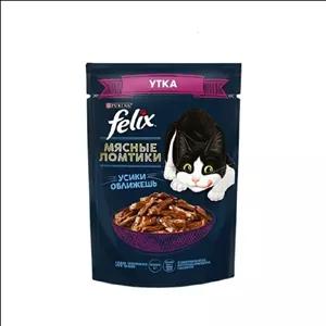 پوچ گربه با طعم اردک تکه ای در سس برند Felix فلیکس