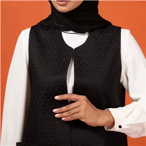 وست زنانه ژاکارد آستر دار جیب دار کلاسیک 70101 بُرنُس رنگ مشکی مات 46