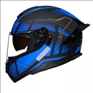 کلاه کاسکت فک ثابت آر ان جی مدل 199b مشکی آبی XL