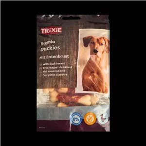 تشویقی سگ تریکسی Trixie مدل استخوان با دورپیچ اردک وزن 100 گرم