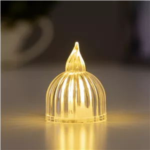 شمع ال ای دی مدل کریستالی شفاف طرح SUN مجموعه 6 عددی