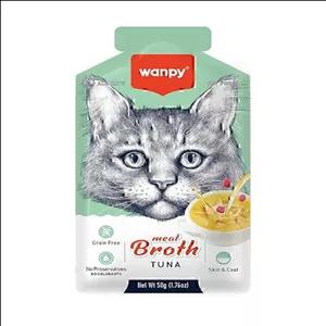 سوپ طعم دهنده غذا مخصوص گربه برند wanpy ونپی طعم تن 50 گرم