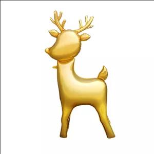 بادکنک فویلی استندی گوزن طلایی مات کریسمسی سایزبزرگ ابعاد149×84