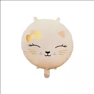بادکنک فویلی گرد گربه سایز18 اینچ رنگ سفید مات