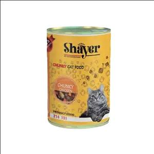 کنسرو گربه شایر چانک با طعم مرغ در سس کدو حلوایی 400 گرم
