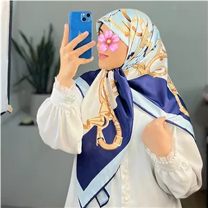 روسری مجلسی زنانه ابریشم توییل طرح هرمس کد 6055 مشکی