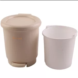 سطل پدالی گرد باران رنگ کرم سفید