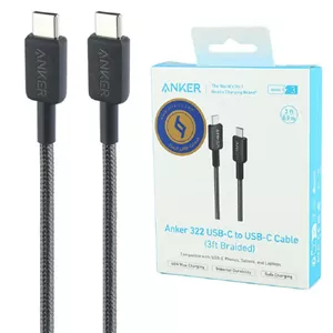 کابل تبدیل فست شارژ Anker PowerLine A81F5 Type-C To Type-C PD 60W 0.9m مشکی