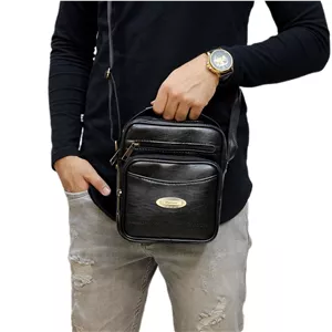 کیف اسپرت دوشی پاسپرتی مشکی چرم