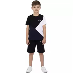 ست تیشرت و شلوارک پسرانه مادر مدل تراینگل مشکی سفید 6 تا 8 سال