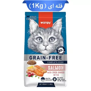 غذای خشک گربه بالغ برند wanpy ونپی طعم ماهی سالمون وزن 1 کیلوگرم (فله ای)