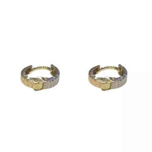 گوشواره طلا 18 عیار زنانه طرح امگا تراش طلایی سفید وزن 0.91 گرم قطر 1 سانتی متر کد 563