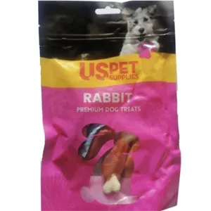 تشویقی سگ مدل استخوان دورپیچ گوشت طعم خرگوش یو اس پت 100g