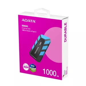 حافظه SSD اکسترنال ای دیتا مدل ADATA SD820 آبی با ظرفیت 2 ترابایت با ضمانت 36 ماهه آونگ و 24 ماهه ضمانت ریکاوری