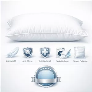 بالش میکرو اسپریت آبریما - سبک و نرم - سایز استاندارد - رویه زیپ دار قابل شستشو - 1200 گرم - ضد حساسیت و آنتی باکتریال\