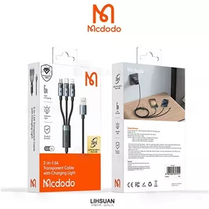 کابل سه سر مک دودو Mcdodo CA-7150 3 In 1 USB Data Cable توان 100 وات طول 1.2 متر