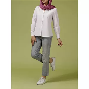 شومیز زنانه آستین بلند بیسیک ویسکوز 30112 بُرنُس رنگ یاسی 40