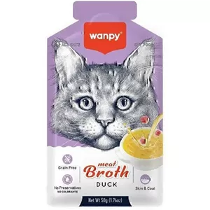 سوپ طعم دهنده غذا مخصوص گربه برند wanpy ونپی طعم اردک 50 گرم