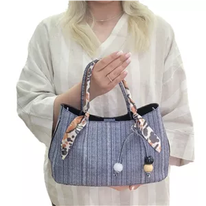 کیف دخترانه دوشی طرح کنفی آبی - سرمه ای