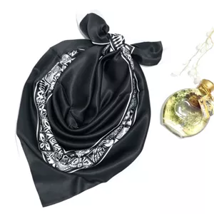 دستمال سر و گردن زنانه مدل ابریشم طرح حاشیه سنتی کد ab190
