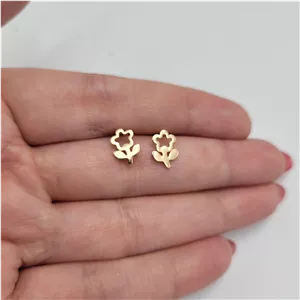 گوشواره میخی گل و برگ کد E-500011 وزن 1.08