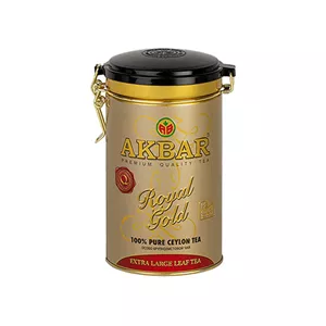 چای سیاه سلطنتی طلایی اکبر قوطی 150 گرمی