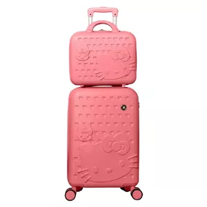 چمدان کودک ام آر طرح کیتی مدل MR-40235-2X مجموعه دو عددی صورتی