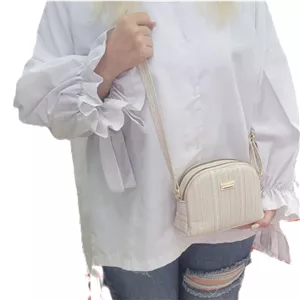 کیف طرح کنفی بند بلند جنس وارداتی کرم روشن آبرنگی