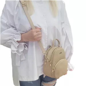 کیف اسپرت دخترانه سه کاره کوله دوشی و دستی جنس وارداتی کرم طلایی