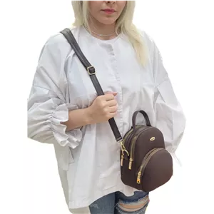 کیف دخترانه سه کاره به صورت دوشی ،دستی و کوله جنس وارداتی قهوه ای