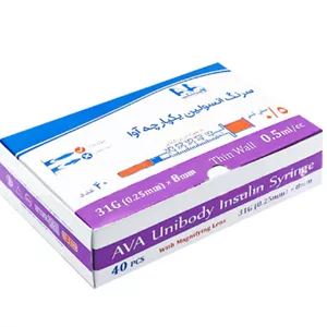 سرنگ انسولین استریل 0/5ml آوا بسته 40 عددی