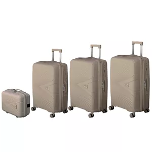 چمدان نشکن فشن مدل FASHION - FSN6969 سری 4 عددی (کیف آرایشی هدیه) نسکافه ای
