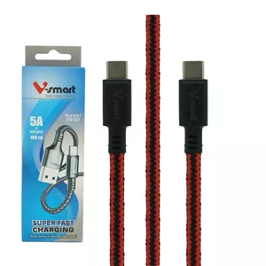 کابل TYPE-C TO TYPE-C V-SMART VS-63 5A 1M آبی
