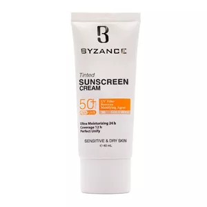 ضد آفتاب رنگی پوست خشک بیزانس SPF50 بژ طلایی حجم 40 میلی لیتر