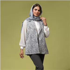 جلیقه زنانه ژاکارد کلاسیک یقه انگلیسی 70109 طوسی 44