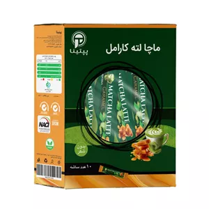 ماچا لته کارامل بدون شکر و شیرین شده با استویا پپتینا جعبه 10 ساشه ای