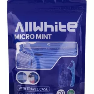 نخ دندان آل وایت کمانی مدل micro mint بسته 70 عددی