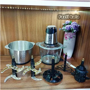 خردکن برقی سیلور کرست فول با ۲ کاسه و ۲ سری تیغهلوازم کامل استیل/مشکی