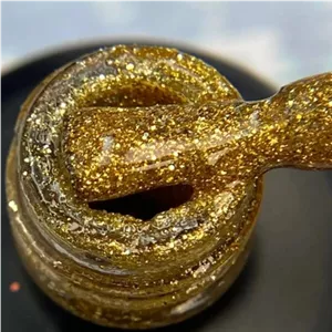 لاک ژل دیسکو ناخن ژلیش 15 میل Disco آی بی آی iBi کد gold 08 طلایی