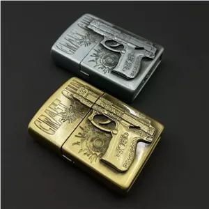 فندک مدل چخماقی طرح تفنگ کد DKD-1317 طلایی