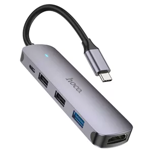 هاب تایپ سی 5 پورت هوکو Hoco Type-C hub HB27 HDTVUSB3.0USB2.0*2PD
