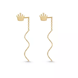 گوشواره طلا 18 عیار زنانه اسپیرال تاج وزن 0.62 گرم کد 683 