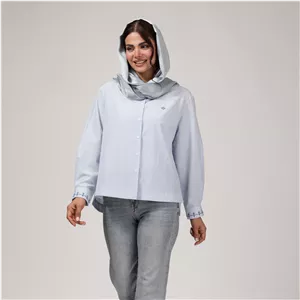 شومیز زنانه راه راه ویسکوز دارای گلدوزی 30118 آبی روشن XL