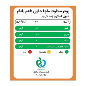 ماچا لته بادام پپتینا بدون شکر و شیرین شده با استویا - جعبه 10 ساشه ای