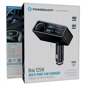 شارژر فندکی مولتی پورت ( 5 پورت) 125 وات بریو پاورولوژی مدل PWDA58BK